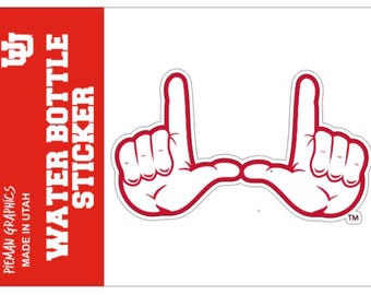 Pegatina para casco y botella de agua con el logotipo de U Hands/U Fingers de la Universidad de Utah Utes