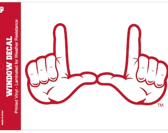 Calcomanía/pegatina para ventana trasera de coche con el logotipo de U Hands/U Fingers de la Universidad de Utah