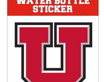 University of Utah Block U Helmet Water Bottle sticker
