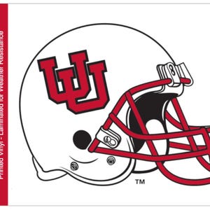 Universiteit van Utah in elkaar grijpende U-helm auto achterruitsticker