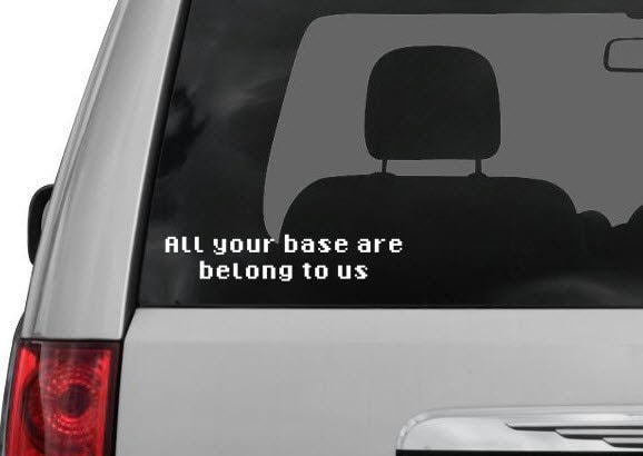 All Your Base Are Belong To Us 2 8-bit Text Sticker / Decal / Label