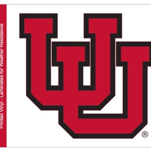 Autoruitsticker / sticker met in elkaar grijpend U-logo van de universiteit van Utah