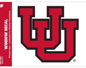 Calcomanía/pegatina para ventana trasera de automóvil con el logotipo de la U entrelazada de la Universidad de Utah