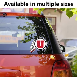 Vinylsticker cirkel en veren University of Utah - verkrijgbaar in meerdere maten en kleuren - gratis verzending/tracking! - Officieel gelicentieerd