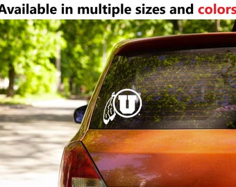 University of Utah Circle anf Feather Vinyl sticker - Available in multiple sizes and colors - Free Shipping/Tracking! - Officially Licensed