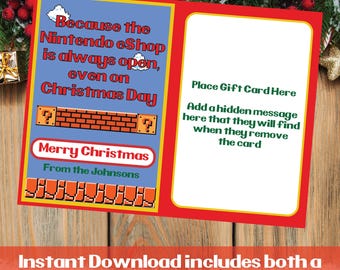 Portatarjetas de regalo para tienda de juegos en línea de Navidad - Descarga digital - PNG y PDF editable imprimible incluido