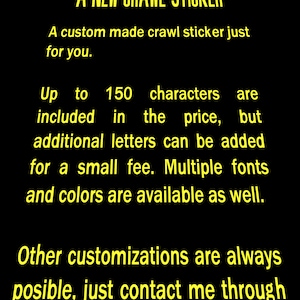 Adesivo / decalcomania in vinile Crawl ispirato a Star Wars personalizzato