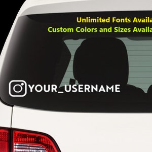 Customized Instagram Username Sticker / Decal - Choose ANY Font and all sorts of colors