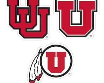 Universidad de Utah Interlocking U, Block U y Circle and Feather 3 Pack - Envío y seguimiento gratuitos incluidos