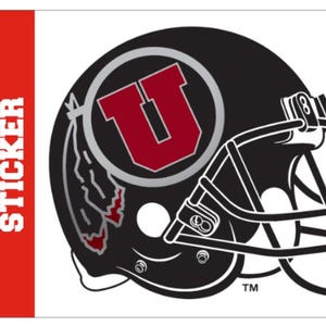 Sticker zwarte cirkel en veren helm bidon van de Universiteit van Utah