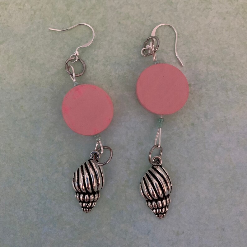 Peach Bead Beach themed Dangle Earrings