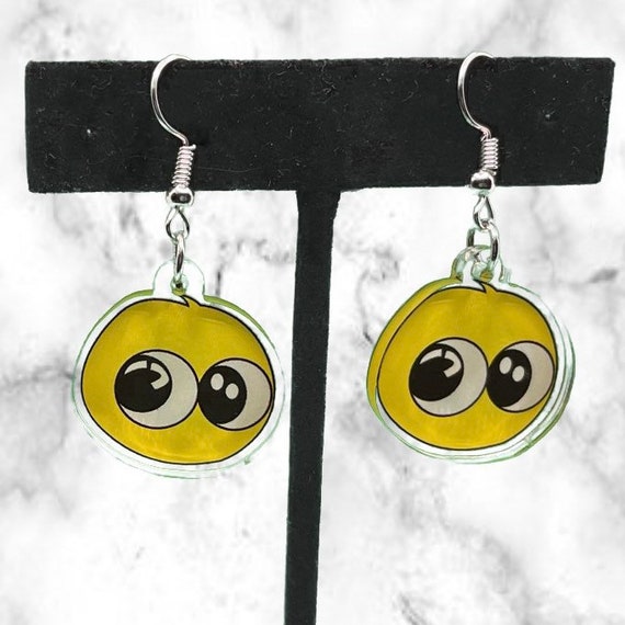 100% Recycled Acrylic Powercry Shy Cursed Emoji Meme Earrings 