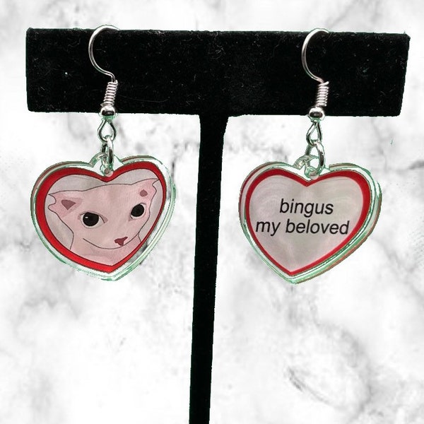 100% Recycled Acrylic Bingus My Beloved Meme Earrings