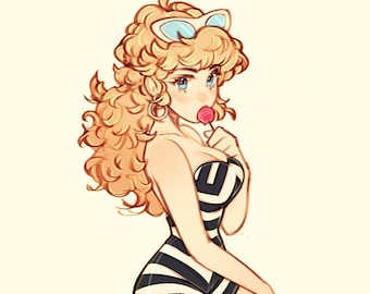 1950s Pin-Up Girl Sticker (Barbie-inspired)