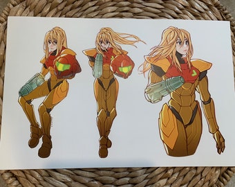 Power Suit Samus: Trio Print (Metroid Prime)