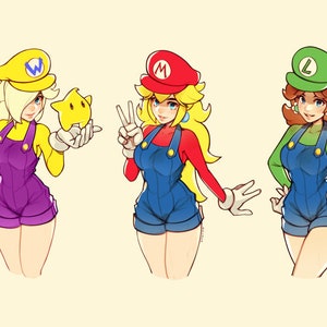 Rosalina, Peach, and Daisy Print