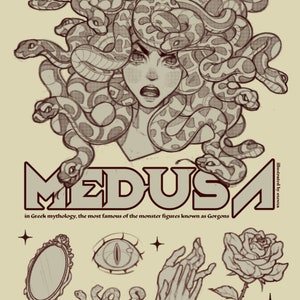 Limitowana edycja, podpisana MEDUSA 11 x 17 cali, plakat sitodrukowy