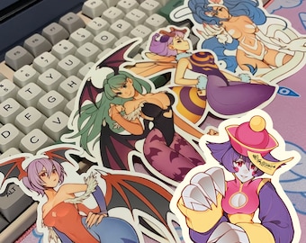 Darkstalkers (Felicia, Morrigan, Lilith, Hsien-Ko, Q-Bee) Stickers