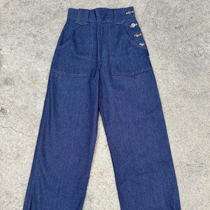 Civvy Button-Fly Wide Denim Pants Sailor Button Jeans - Etsy