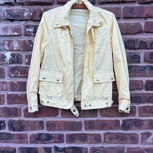 Vintage 1950s Light Yellow Windbreaker Bomber Jacket Small Medium