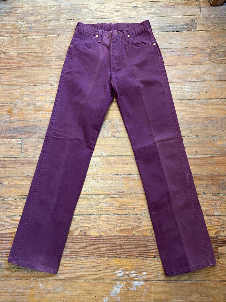 Vintage 90s Maroon Wrangler Jeans Straight Leg Long 26 Waist image 4