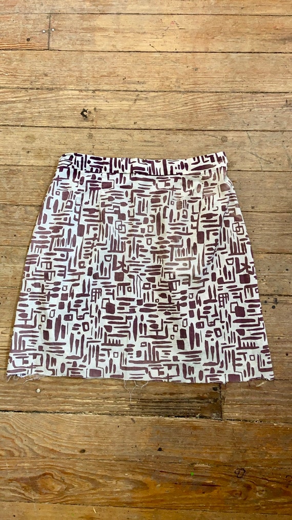 Vintage 60s Geometric Cotton Mini Skirt 28 Waist