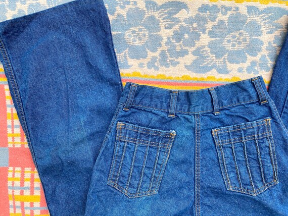 Vintage 70s Blue High Waisted Flare Denim Jeans Sn