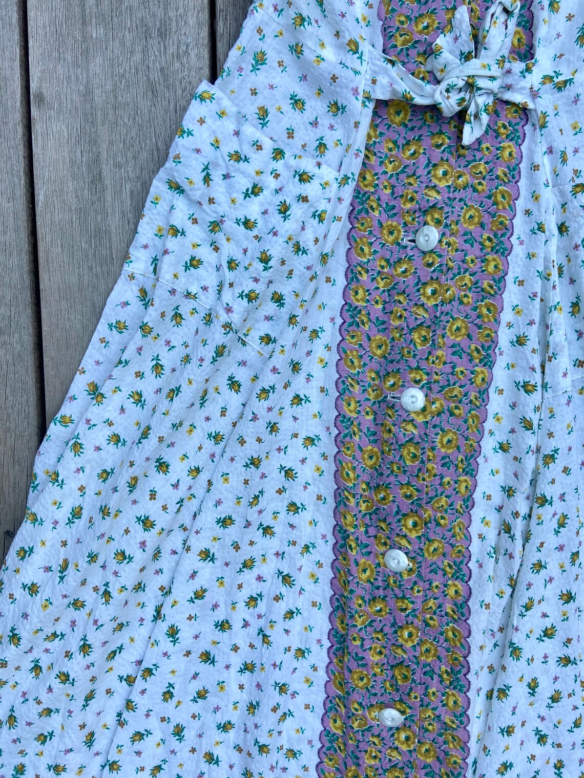 Vintage 40s Floral Seersucker Button Down House Dress XS Small Etsy