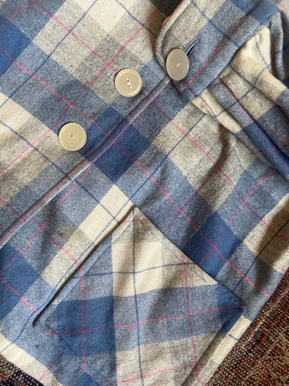 Vintage 40s wool plaid button down blazer flannel top… - Gem