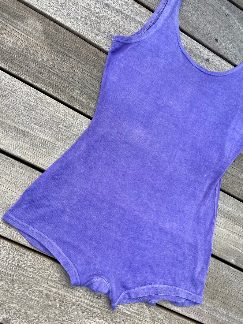 Antique 20s 30s purple cotton faded swimsuit one piece bathing suit image 4