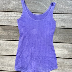 Antique 20s 30s purple cotton faded swimsuit one piece bathing suit