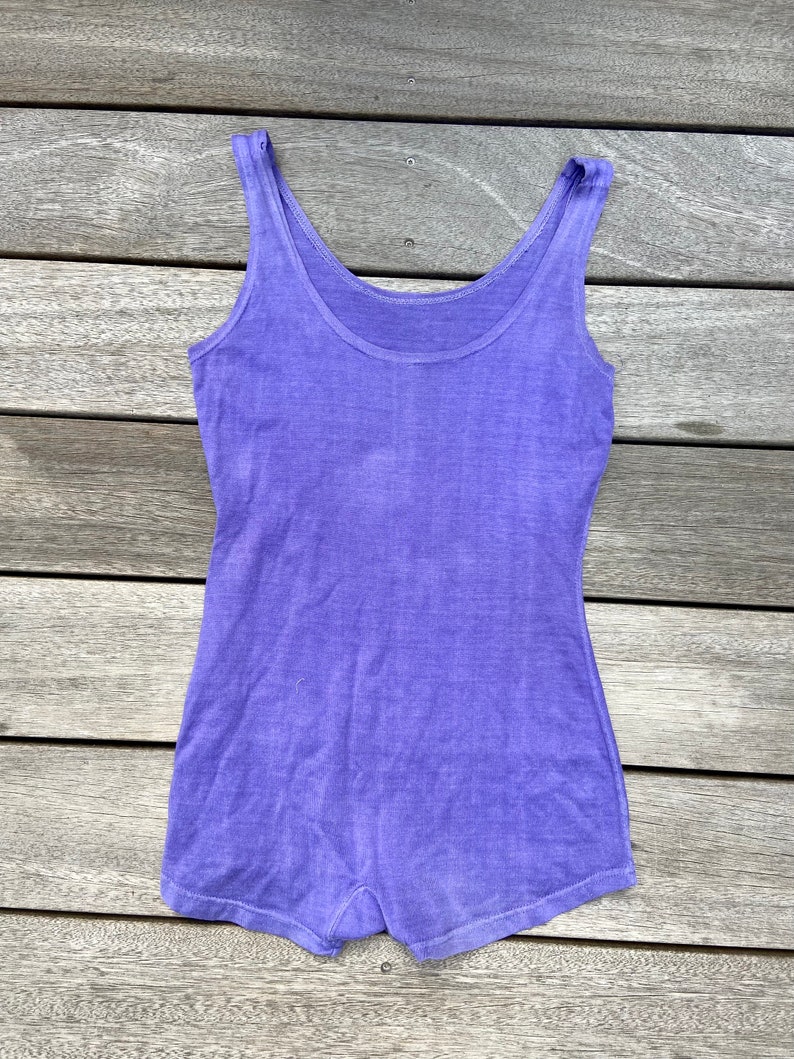 Antique 20s 30s purple cotton faded swimsuit one piece bathing suit image 1