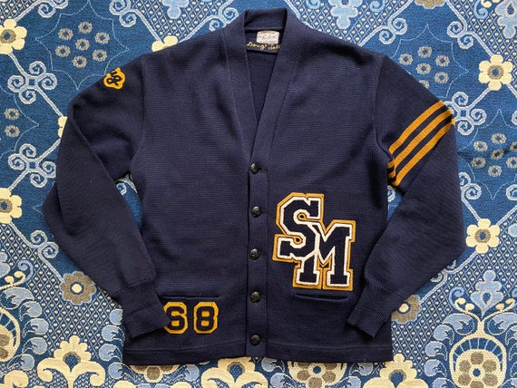 Vintage 50s Dehen Wool Varsity Letterman Cardigan