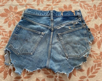 Distressed Denim Jean Shorts, Ripped Raw Hem