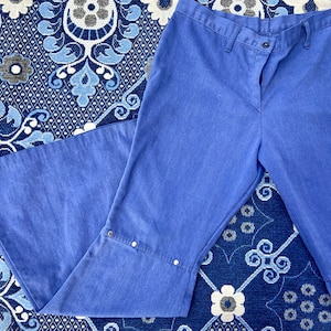 Vintage 70s Soft Studded Denim Bell Bottoms Flares 30 Waist
