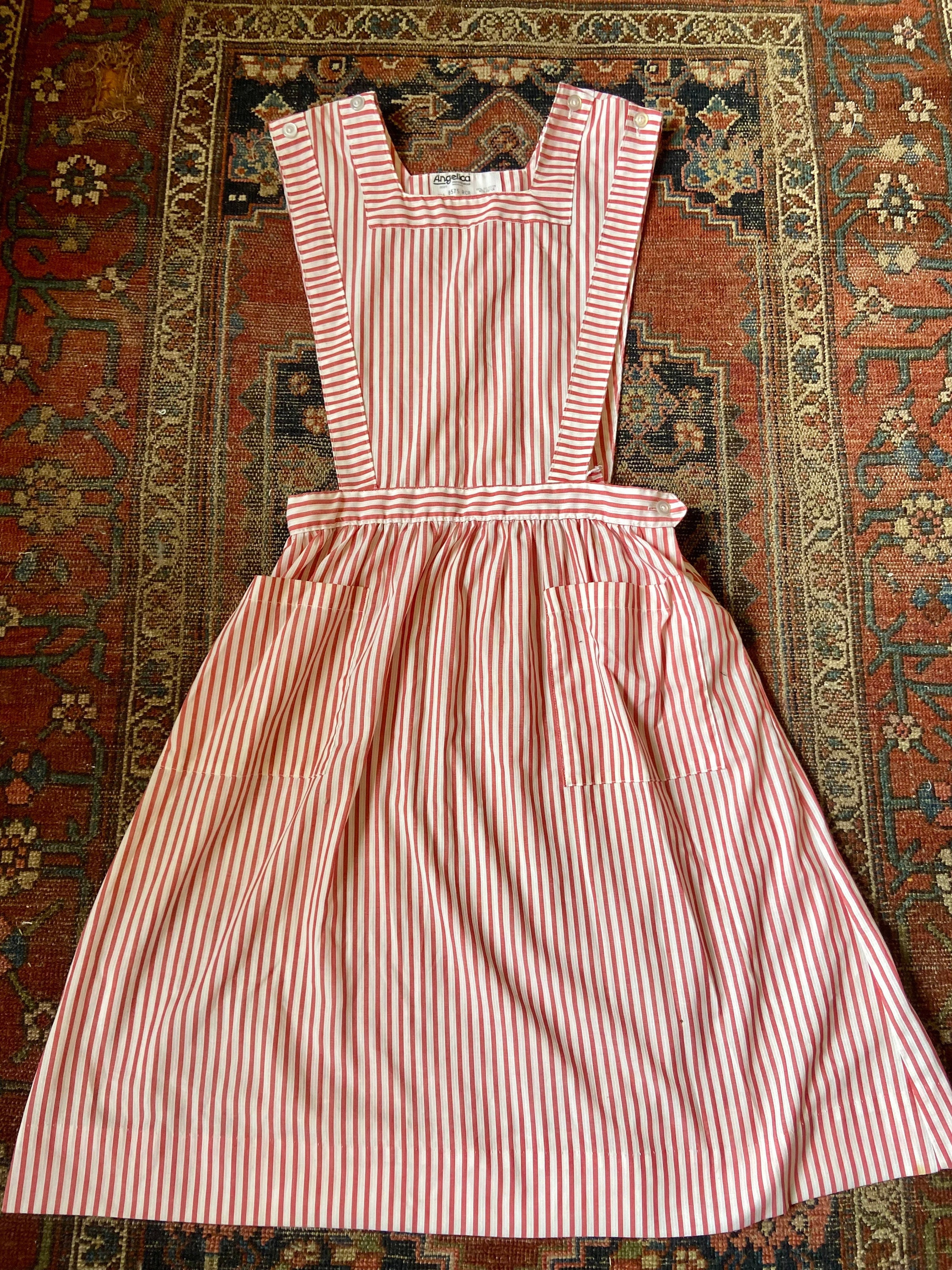 Vintage 60s Angelica Pinafore Candy Stripe Uniform Dress - Etsy