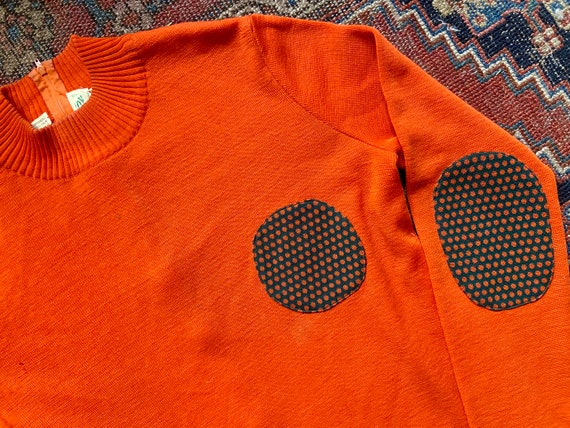 Vintage 60s Orange Soft Wool Beatnik Style Design… - image 3