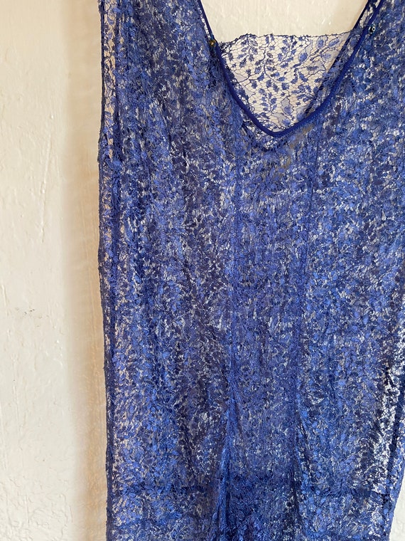 Antique 1920s Sapphire Blue Lace Flapper Dress - image 5