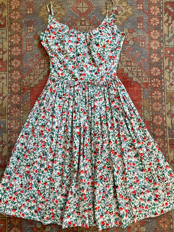 Vintage 50s Marjorie Montgomery Floral Fit and Fla