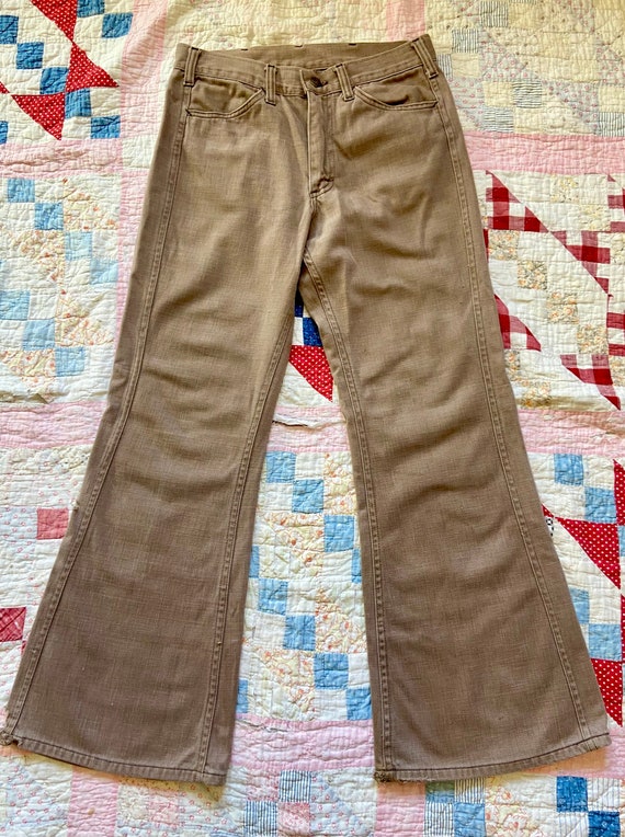 Vintage 70s Lee Set Tan Brown Flared Pants 28 Wais