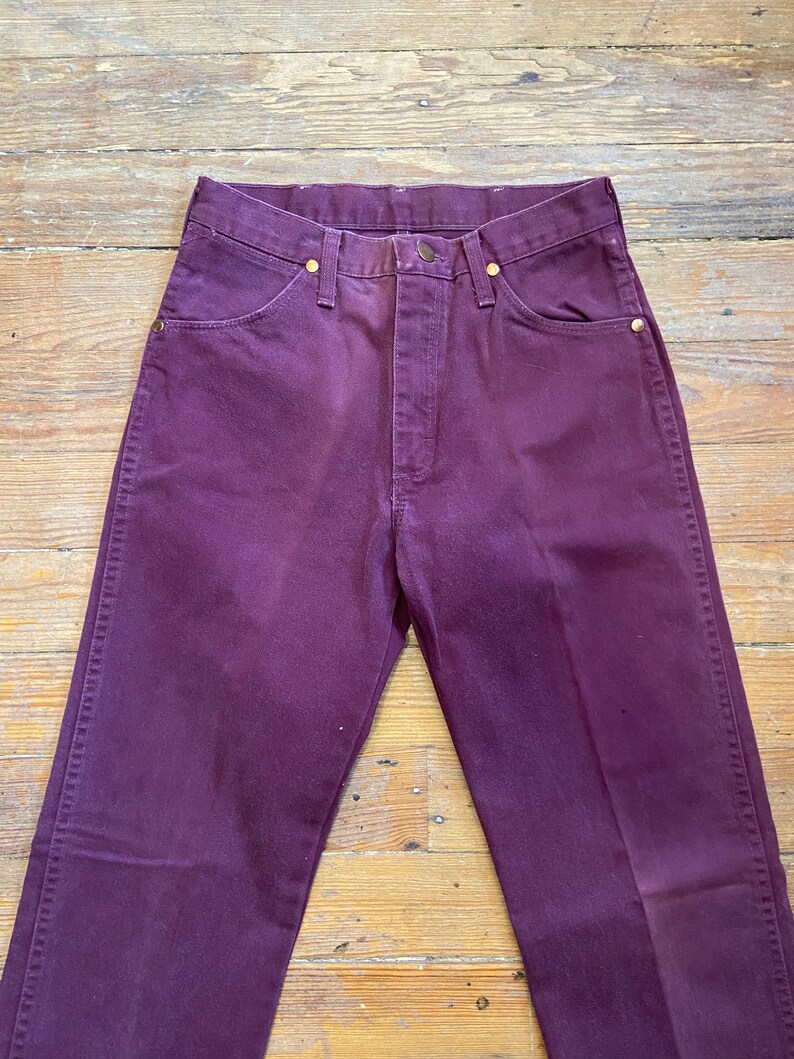 Vintage 90s Maroon Wrangler Jeans Straight Leg Long 26 Waist image 1