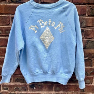 Vintage 1960s Pi Beta Phi Blue Sweatshirt Pullover Medium Unisex College University Greek