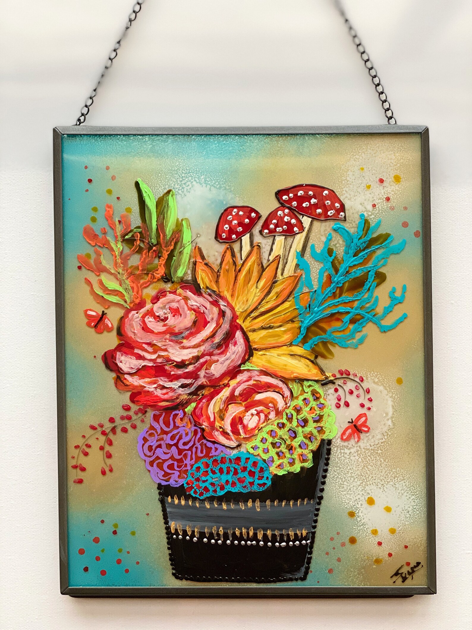 Habitat Original surreal flower vase painting on perspex Etsy