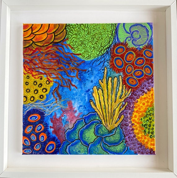 Coral Garden Original Coral Reef Painting Colorful Ocean Etsy