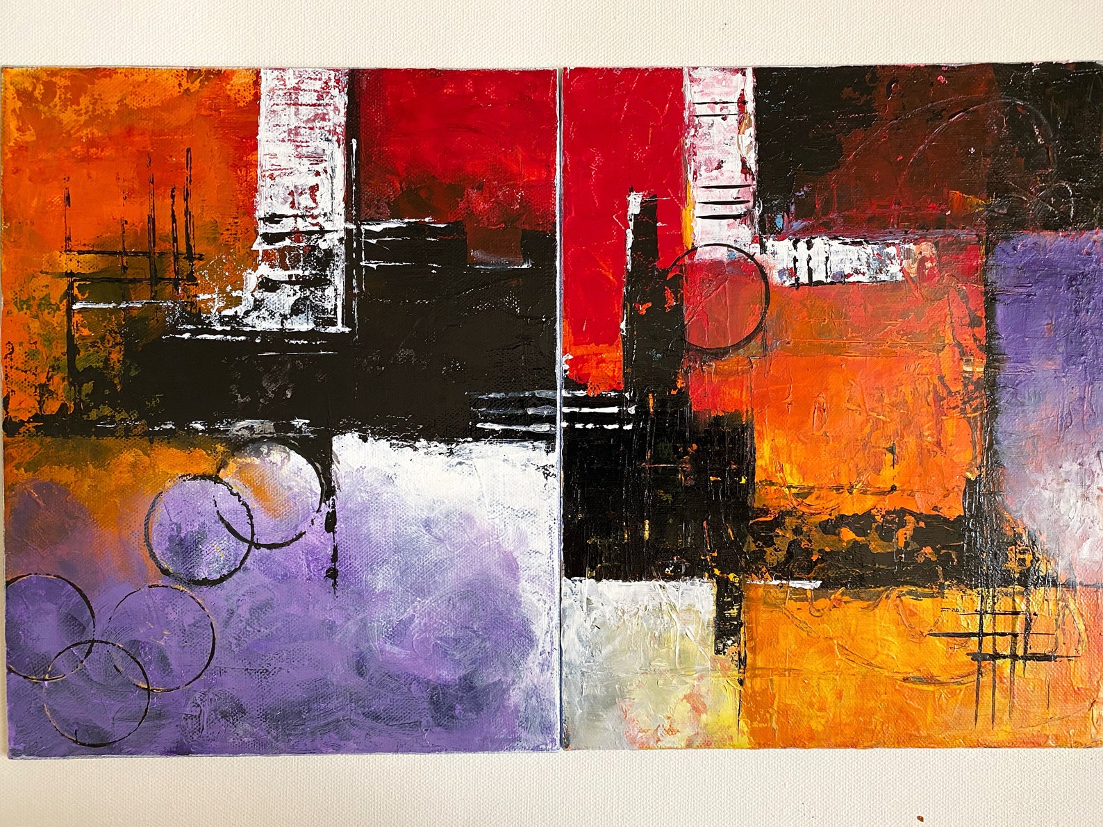 Original Diptych Abstract Artwork Set of Two acrylic painting Etsy