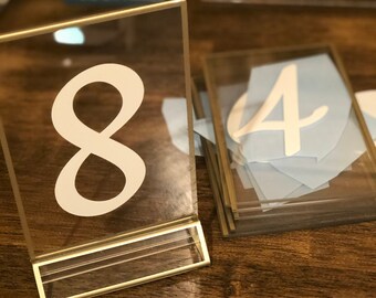 Gold Clear Acrylic Table Number Sign