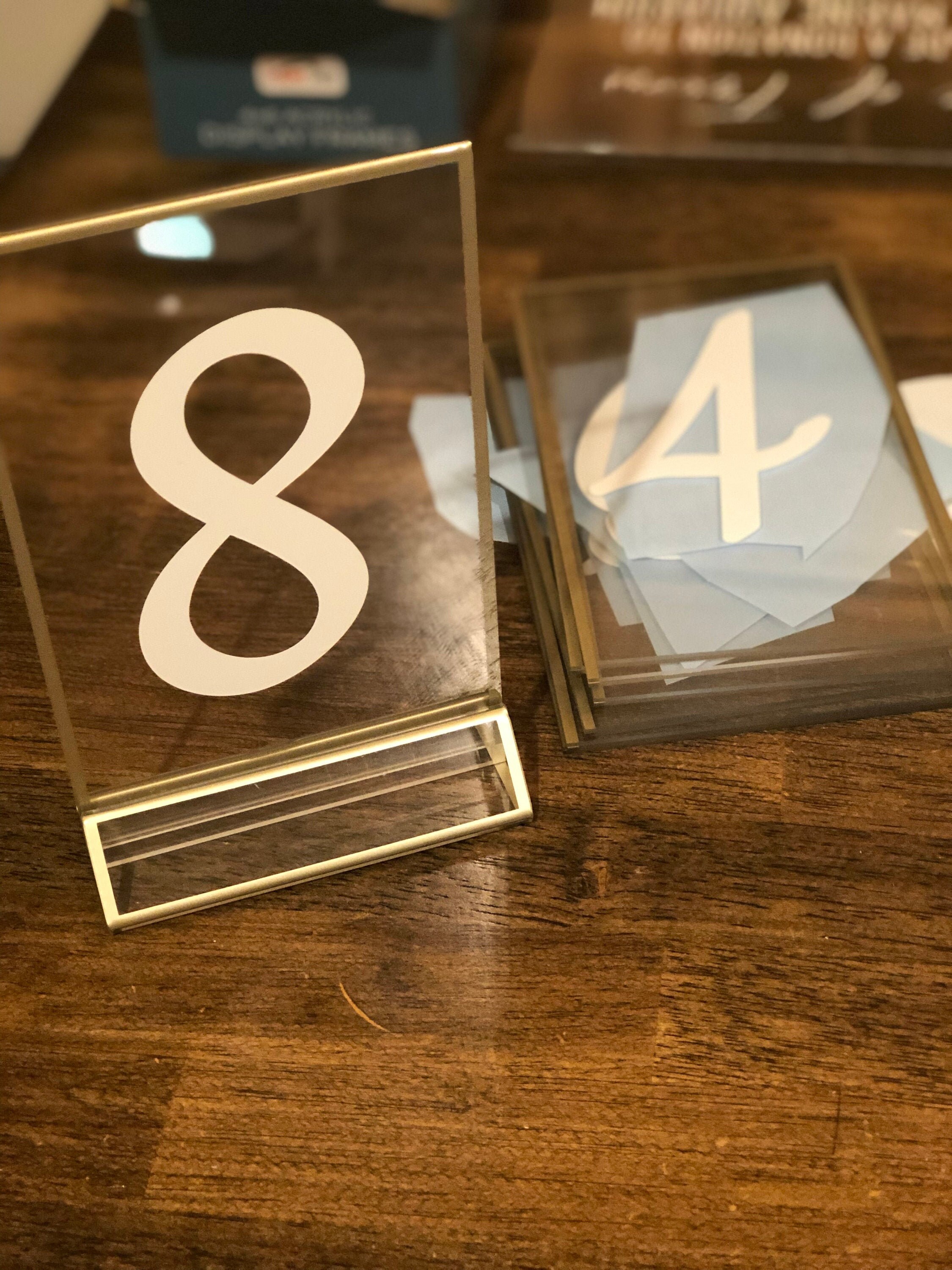 Gold Clear Acrylic Table Number Sign Etsy