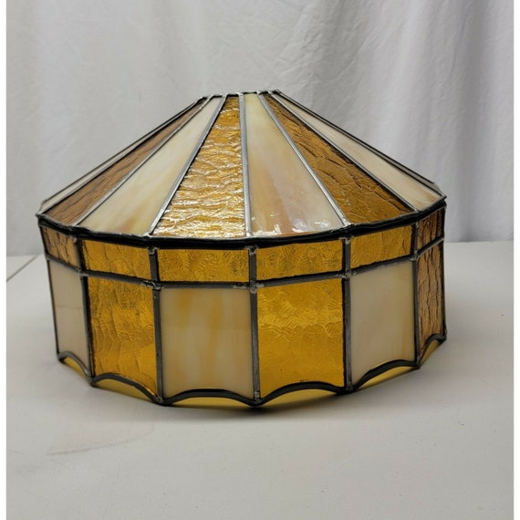 Vintage Stained Glass Shade Misshapen For Parts Or Repair Vintage Stained Glass Shade Misshapen, Stained Glass Lamp Shade Repair