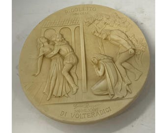 Vintage Gino Ruggeri Volteradici Rigoletto Alabastro Placa de pared Ópera de La Scala
