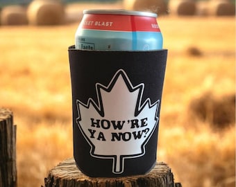Refroidisseur de canette Letterkenny Koozie How're Ya Now Maple Leaf en néoprène noir